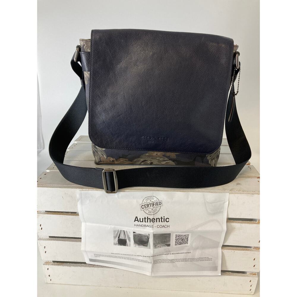 COACH F72087 CANVAS, LEATHER FLORAL MESSENGER CROSSBODY BAG